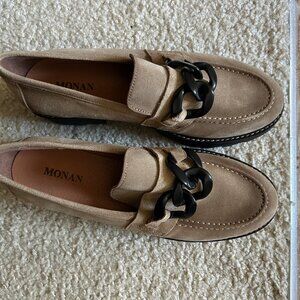 Woman's Beige Suede Moccasins - size 38
